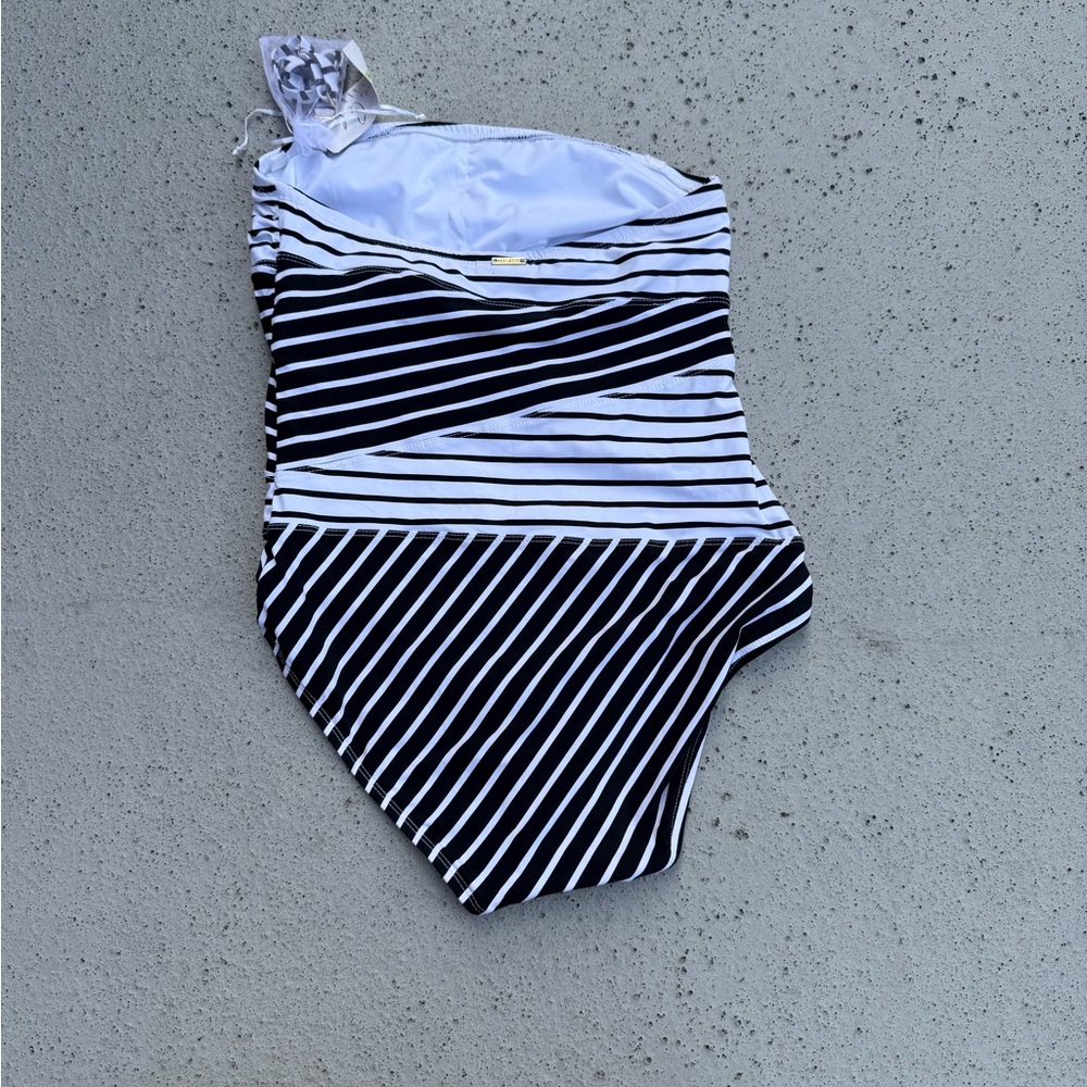 Anne Cole Black and White Striped One-Piece Swimsuit - Picture 6 of 11